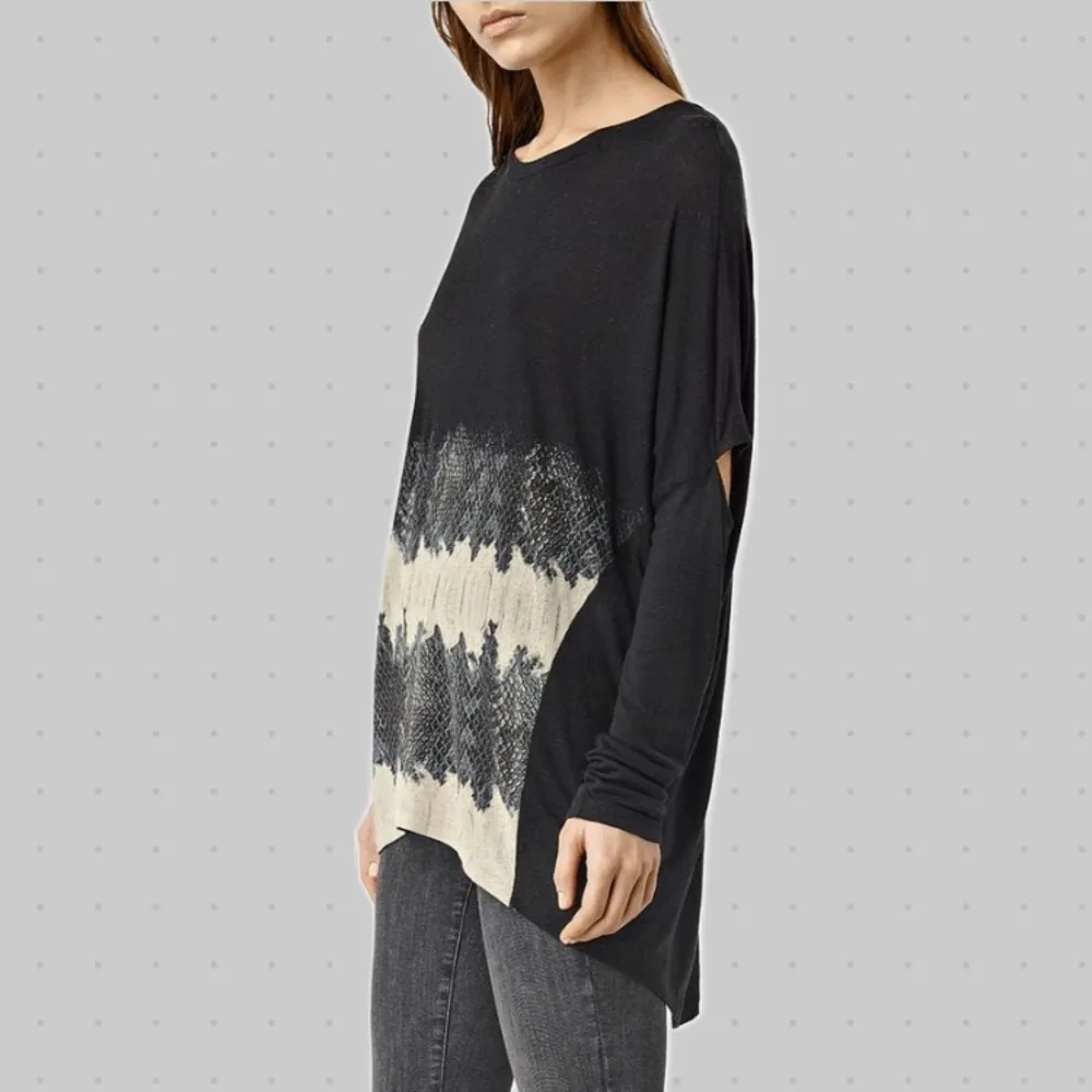 All Saints Serpine Wave Sweater Size XS Snake Elbow Cutout Edgy Jumper Thin Knit - Image 2