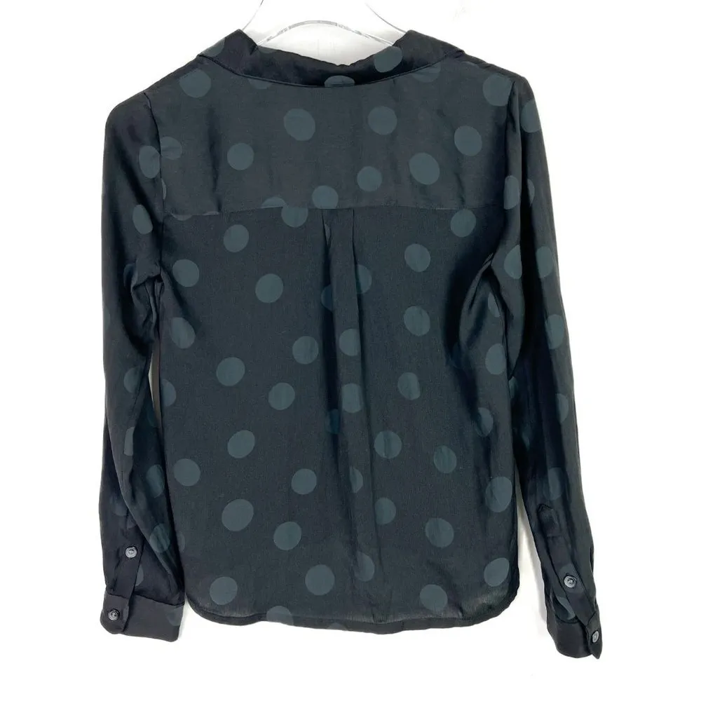 Madewell Jacquard Dot Pajama Shirt Blouse Top Black Size XXS EUC D2355 - Image 9