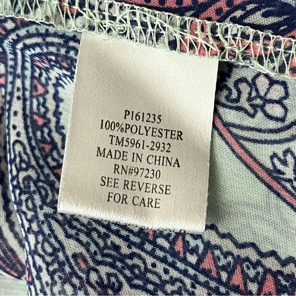 Vtg Y2k Almost Famous Paisley Sheer Blouse Boho Hippie Peasent Preppy L Coastal - Image 7