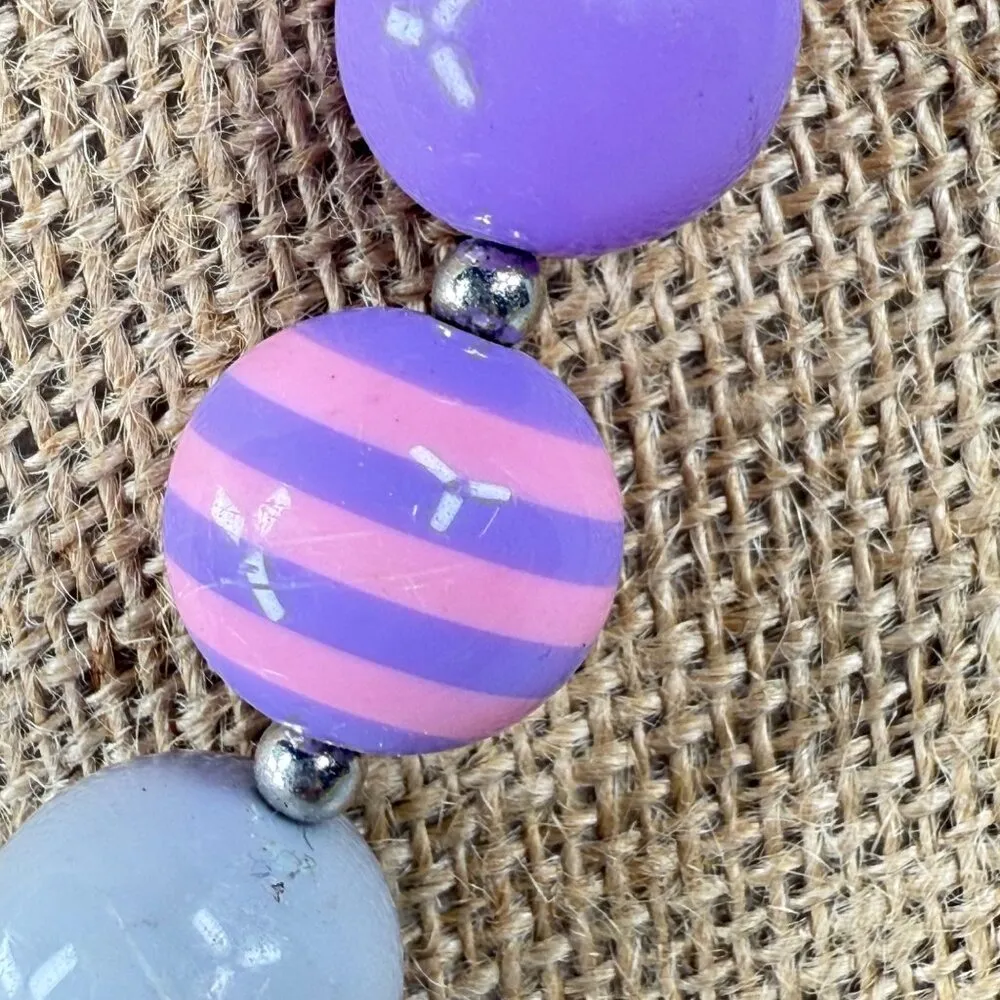 Trolls Pendant Chunky Beaded Necklace Multicolor Pastels Adjustable Women Girls Purple - Image 13