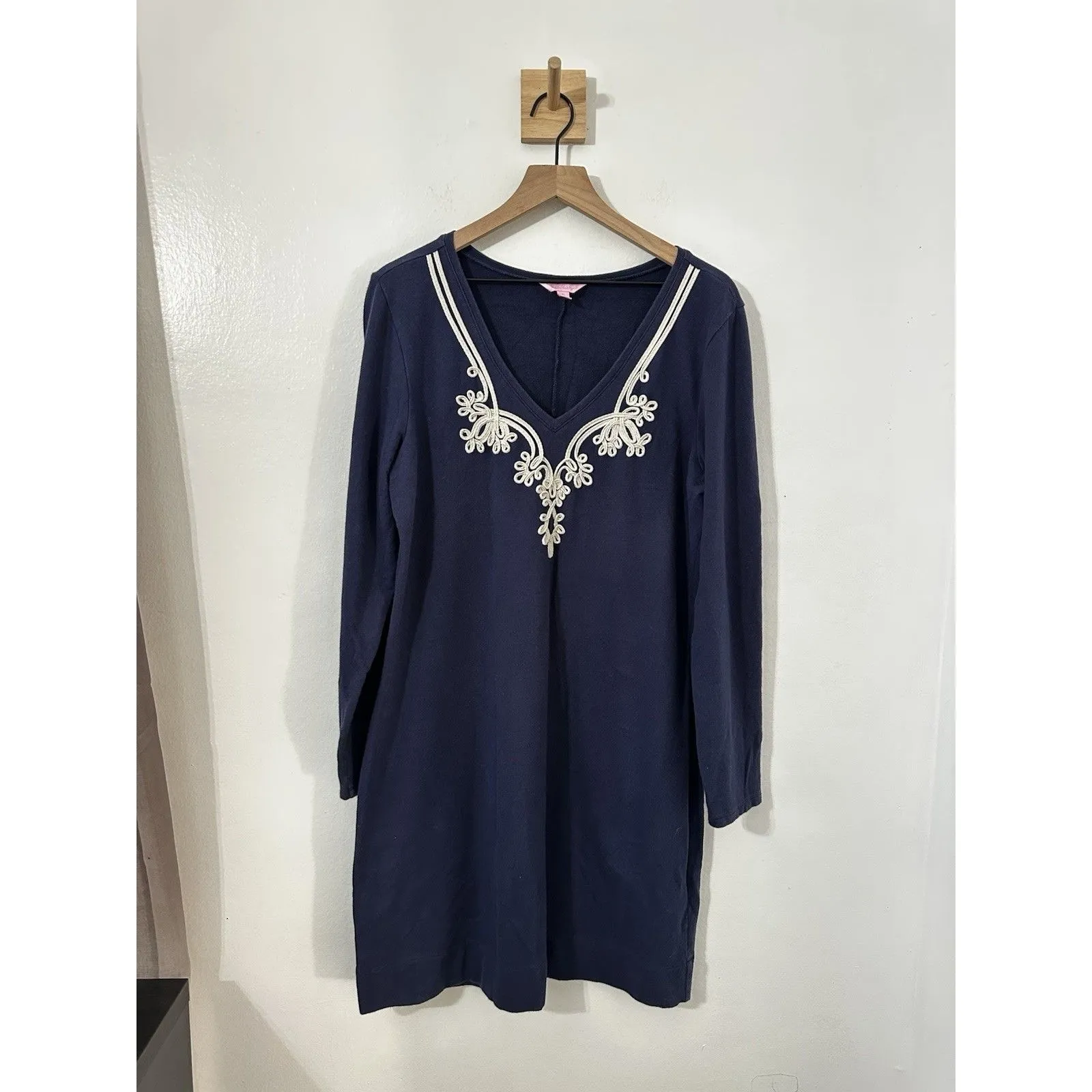 Lilly Pulitzer Daylin Navy Blue Tunic Dress White Embroidery Preppy XL Nautical - Image 2