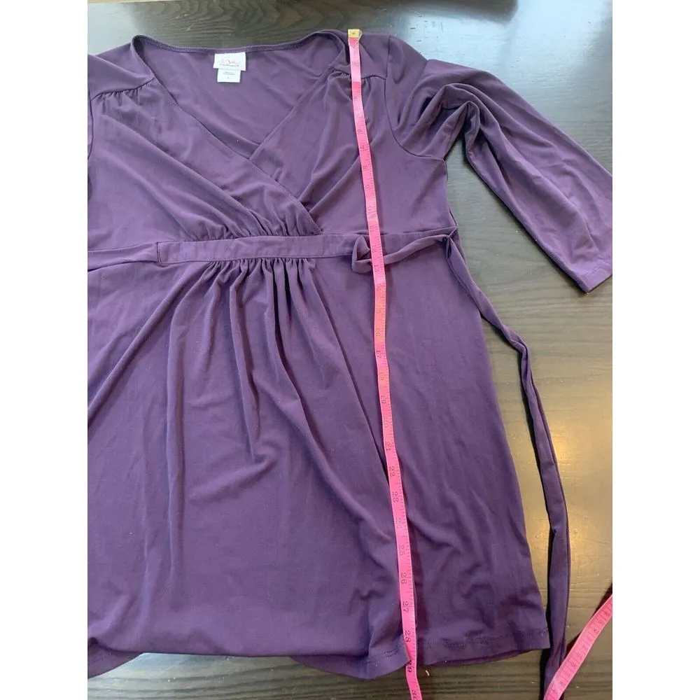 Oh Baby Motherhood Maternity Belted Empire Top Large 3/4 Sleeve‎ V Neck Stretch - Image 12