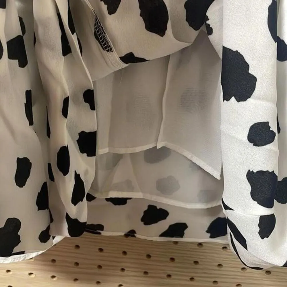 Buddy love, white and black cow Dalmatian polka dot print Racerback tank top Size M - Image 8