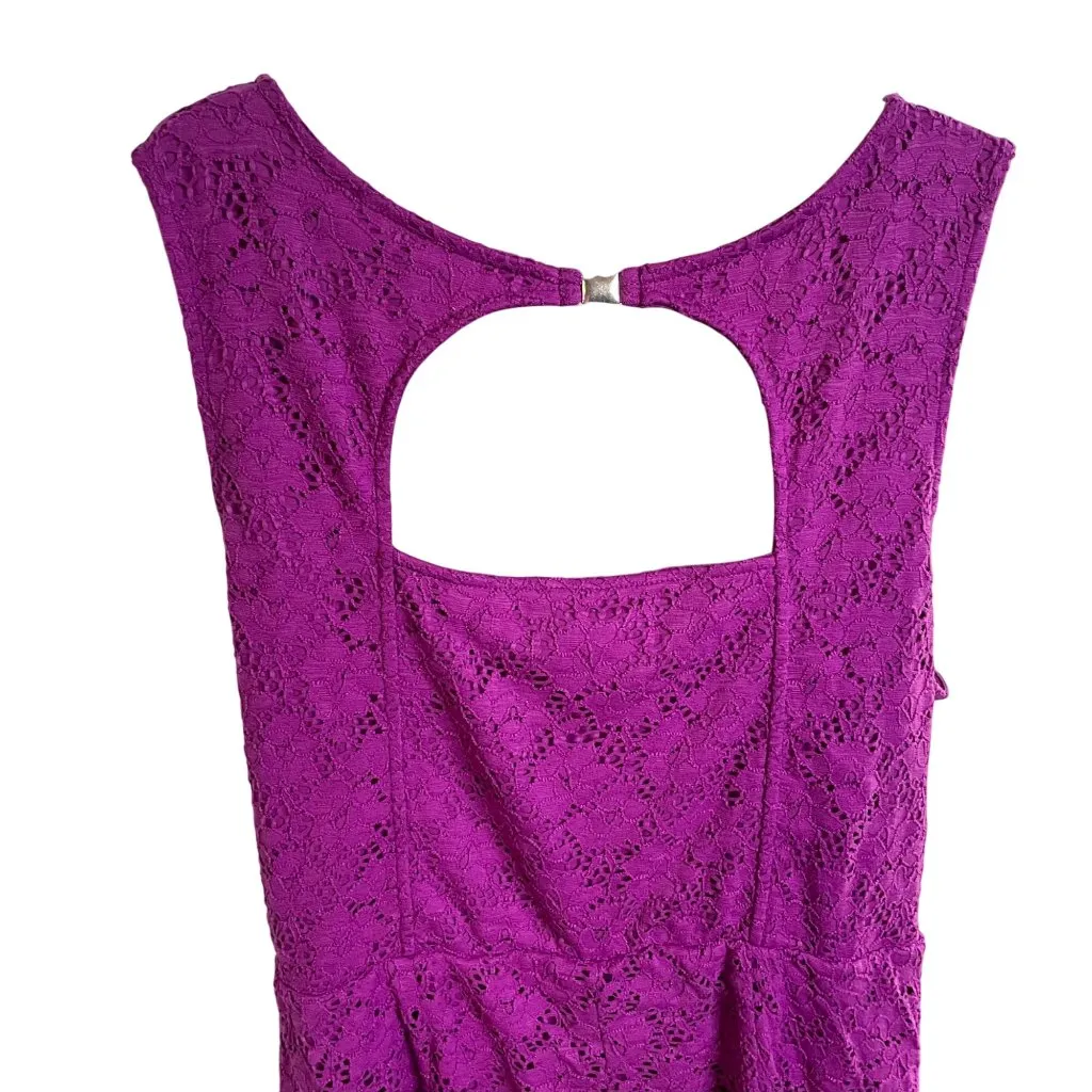 Lane Bryant Purple Lace Sleeveless Dress Size 28 Scoop Neck Keyhole Back u - Image 7