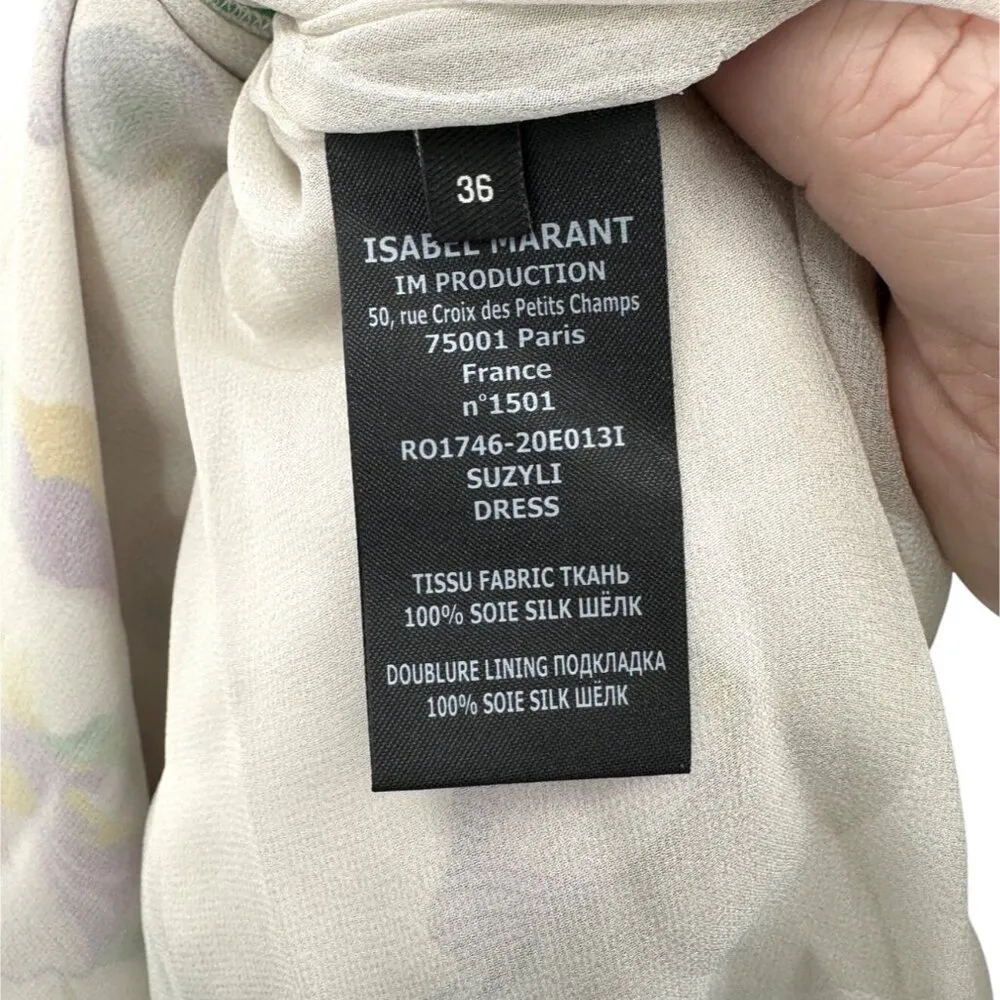 Isabel Marant Suzyli Twist Front Cross-Back Mini Dress size FR 36 Light Floral - Image 13