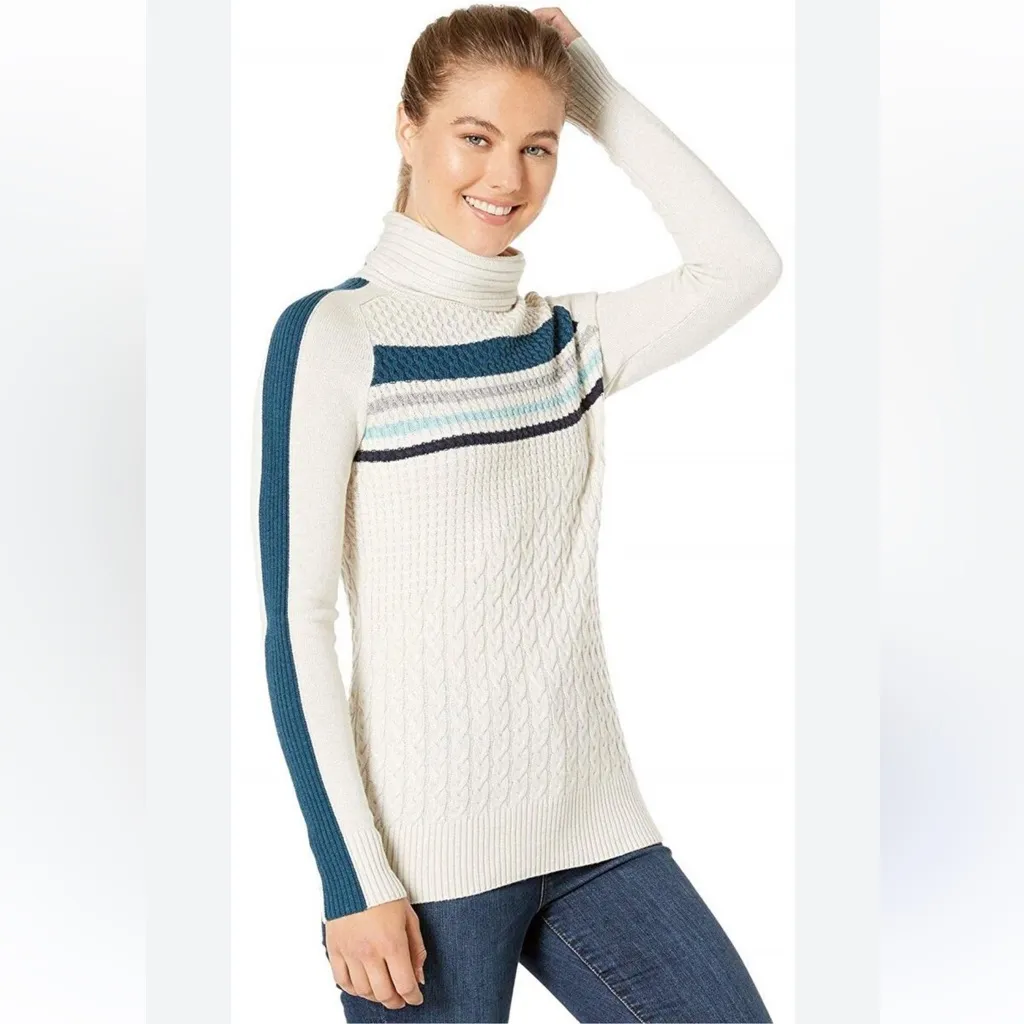 SMARTWOOL Dacono Ski Sweater Merino Wool Blend Cable Knit Turtleneck Women XL - Image 7