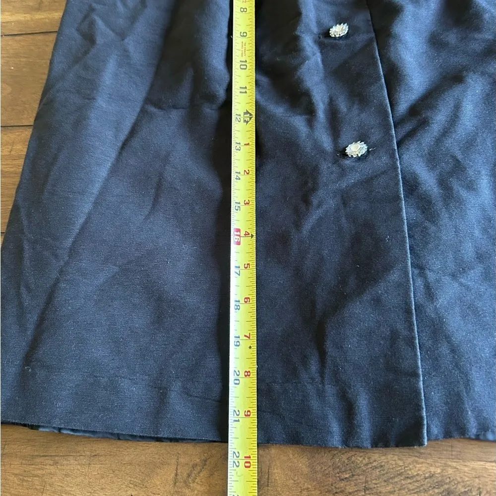 Talbots Black Cotton Rayon Lined Rhinestone Button A Line Skirt Size 10 - Image 3