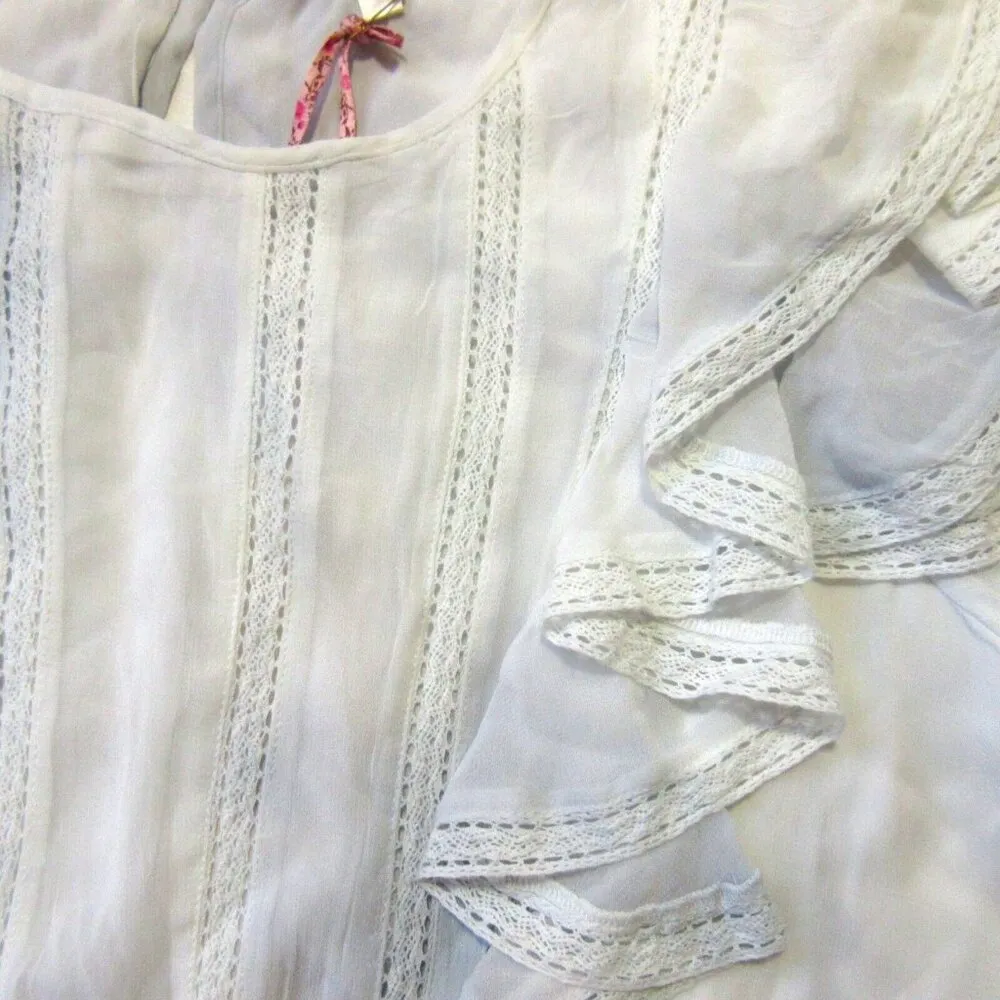 NWT LoveShackFancy Natasha Mini in Bedroom Blue Hand Dye Ruffle Viscose Dress L - Image 3