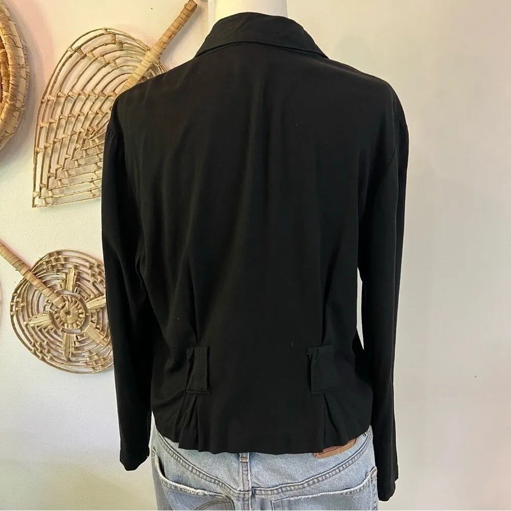 Vintage Connection Cropped Black Jacket 90s Minimalist Blazer Paris NY LA M Size M - Image 8