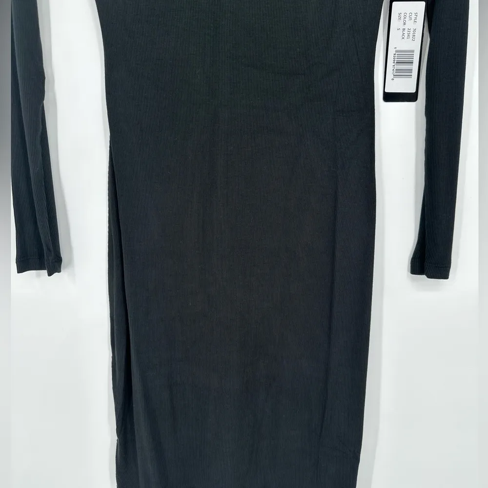 Bebe Long Sleeve Logo Dress Swarovski Crystal Rhinestone Black Style 701822 Sz S - Image 5