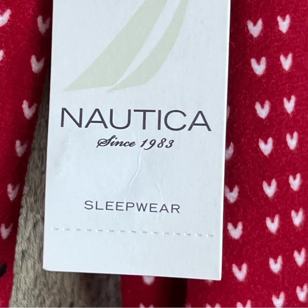 Nautica Sleepwear Size Small Red Button Front Top with White & Black Hea… - Image 6