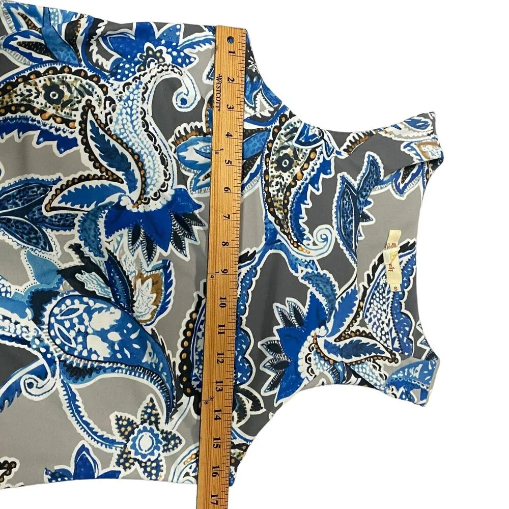 ARYEH Gray and Blue Paisley Sleeveless Short Shift Dress Size Small Artsy Modern - Image 6