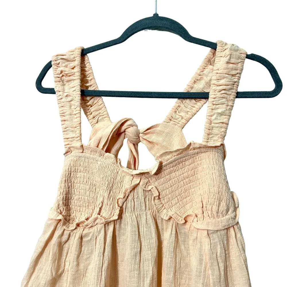 NEW Free People Peach Blissful Breeze Gauzy Tie Back Sundress Size Medium - Image 6