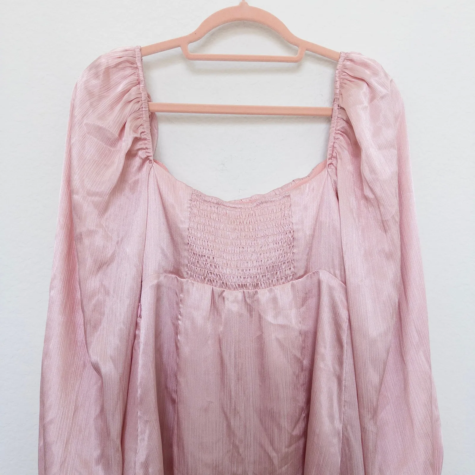 ASTR Womens Dress‎ Size S Pink Satin Puff Sleeve Mini Babydoll Coquette Milkmaid - Image 7