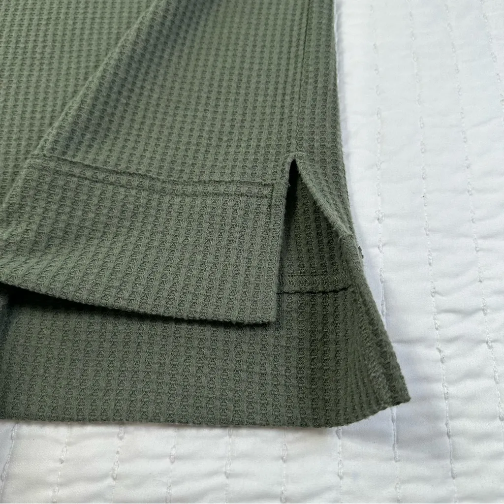 Lou & Grey Olives Green Waffle Cowl Neck Tunic Top Hi Low Long Sleeve Sweater - Image 6