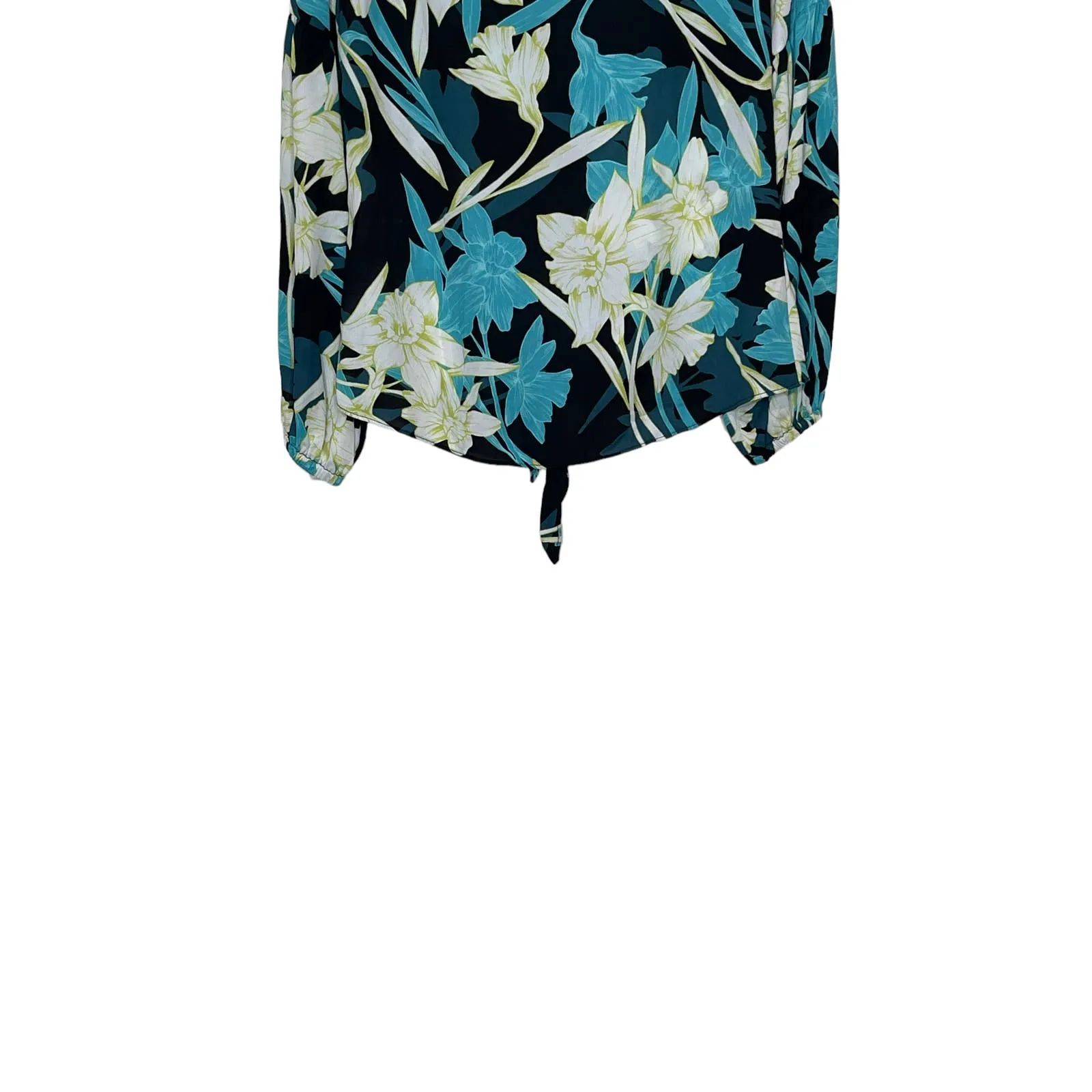 Joseph Ribkoff Women Blouse Style 212239 Floral Tie-Front V-Neck‎ Long Sleeves 4 - Image 8