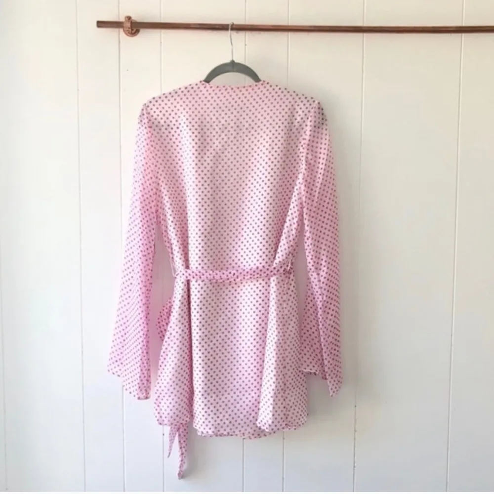 Revolve Lovers + Friends Dress S NWT Lipstick Dot Mini Wrap Polka Dot Pink Party - Image 11