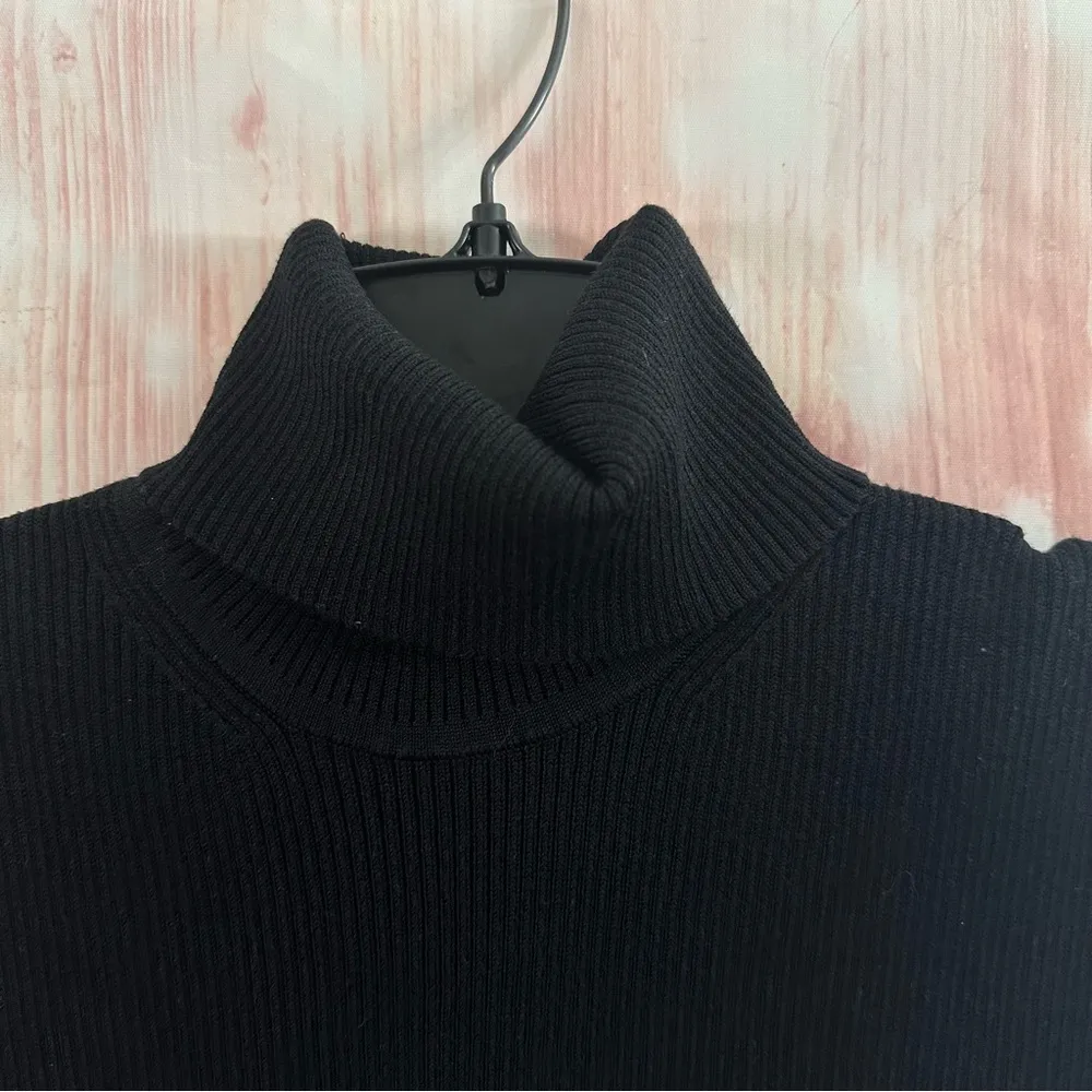 Worthington  Black Silk Blend Ribbed Sleeveless Turtleneck Sweater - Image 2