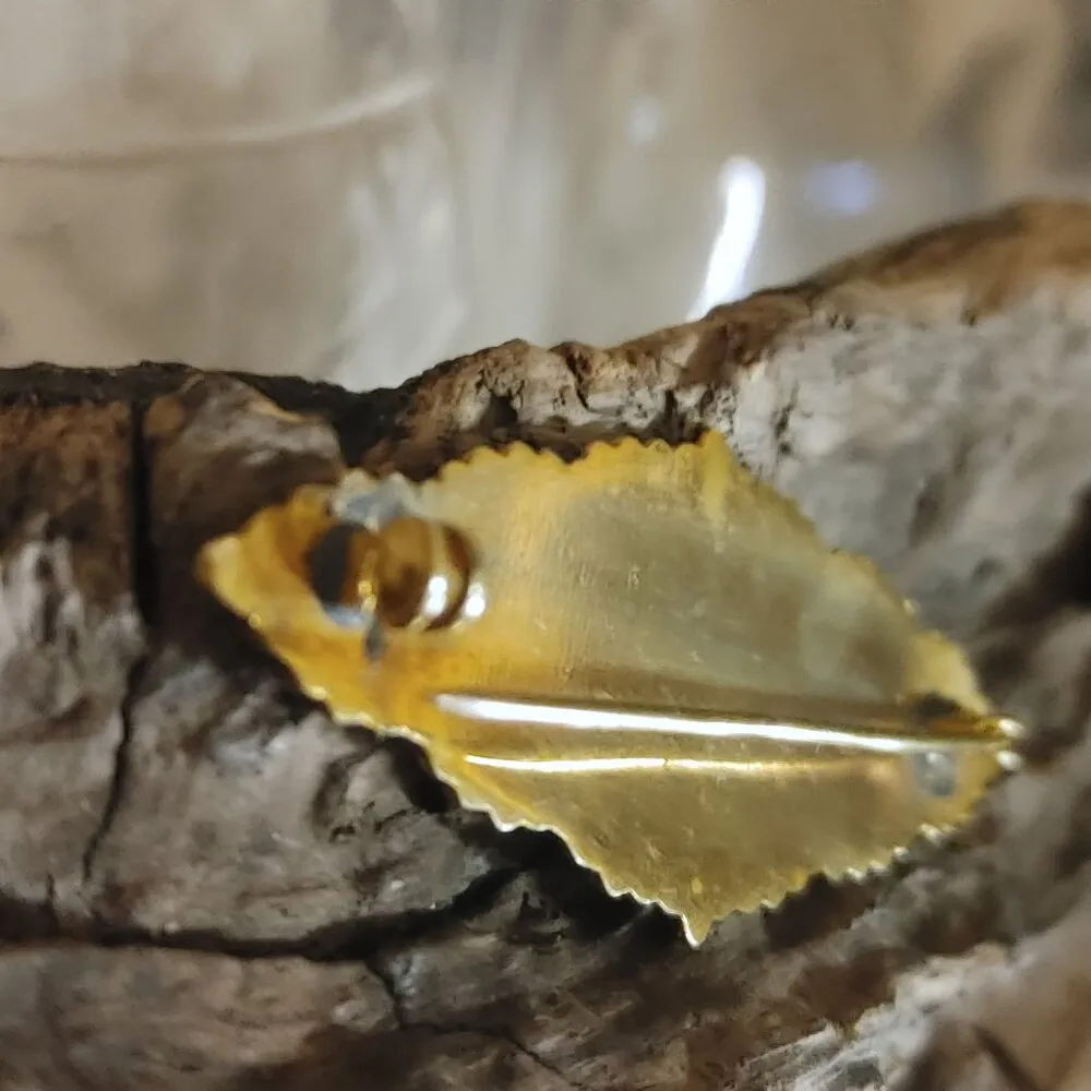 Antique Vintage Damascene Art Deco Gold Tone Silver Filigree Bar Brooch Pin FLAW - Image 4