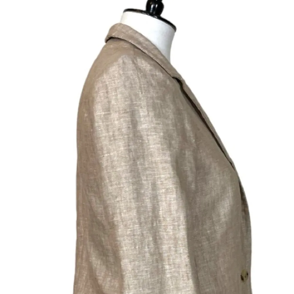 J.Crew Women’s Blazer Linen Schoolboy One Button Slim Lapel Natural Tan Size 6 - Image 7