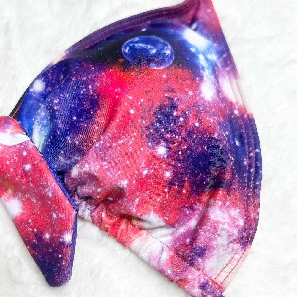 Trunkettes Pink & Purple Outer Space Galaxy Bikini Top Women’s Size XL - Image 4