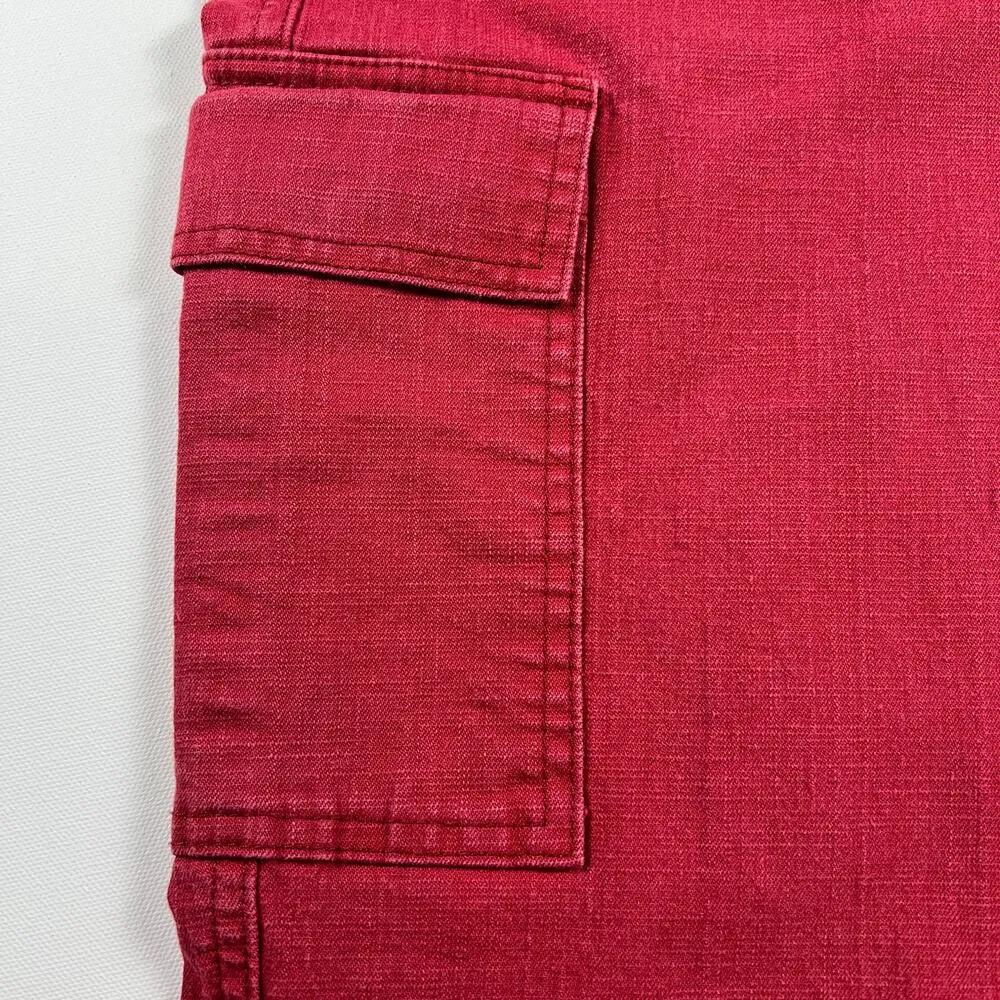 Gloria Vanderbilt Vintage High Rise Red Cotton Cargo Crop Pants Jeans Size 14 - Image 5