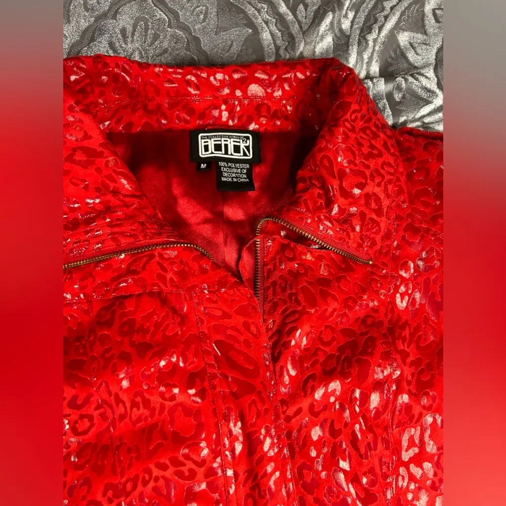 Vintage Red Leopard Print Jacket & Sleeveless Shirt Combo Medium - Image 11