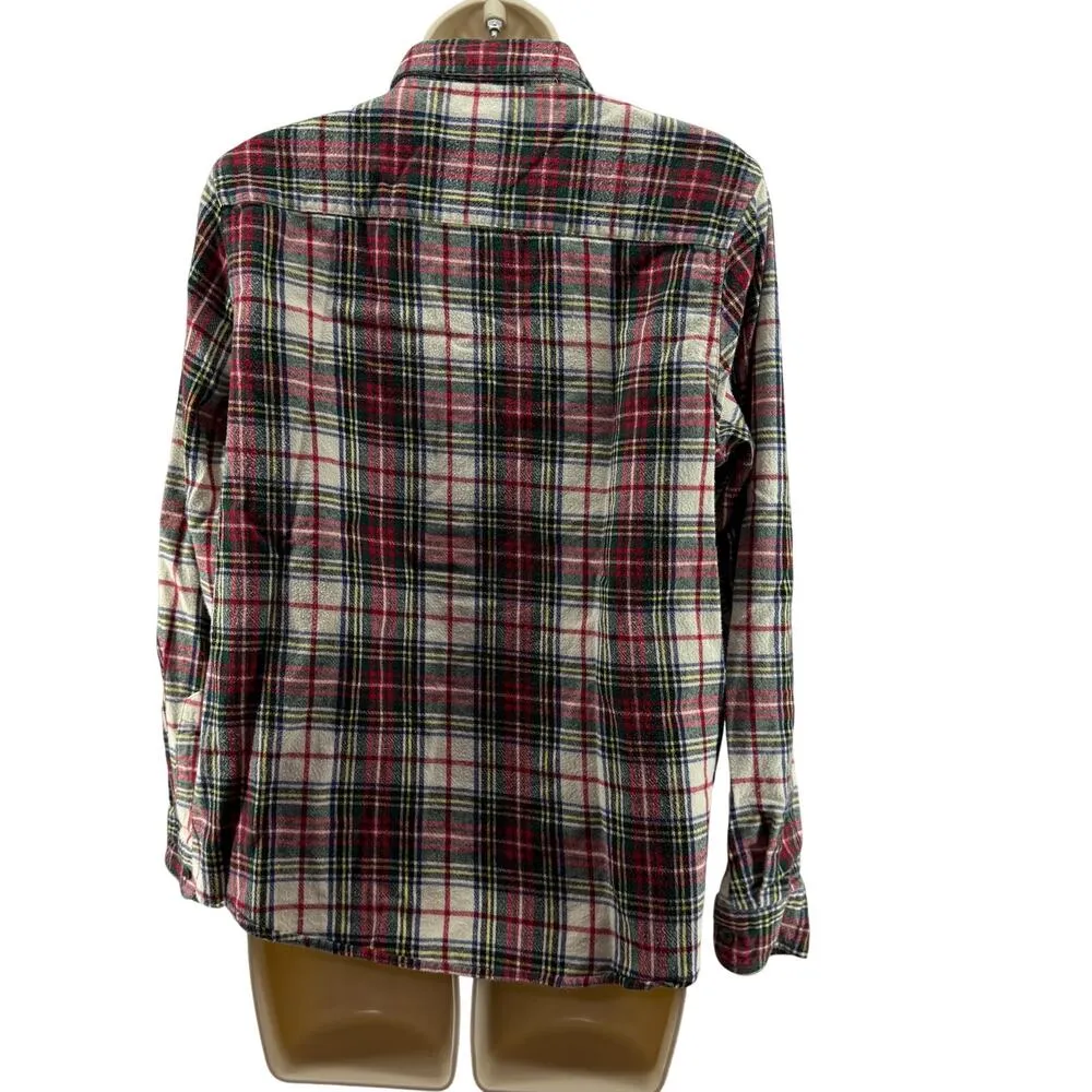 L.L. Bean Classic Plaid Flannel Button Front Long Sleeve Womens Medium Petite - Image 4