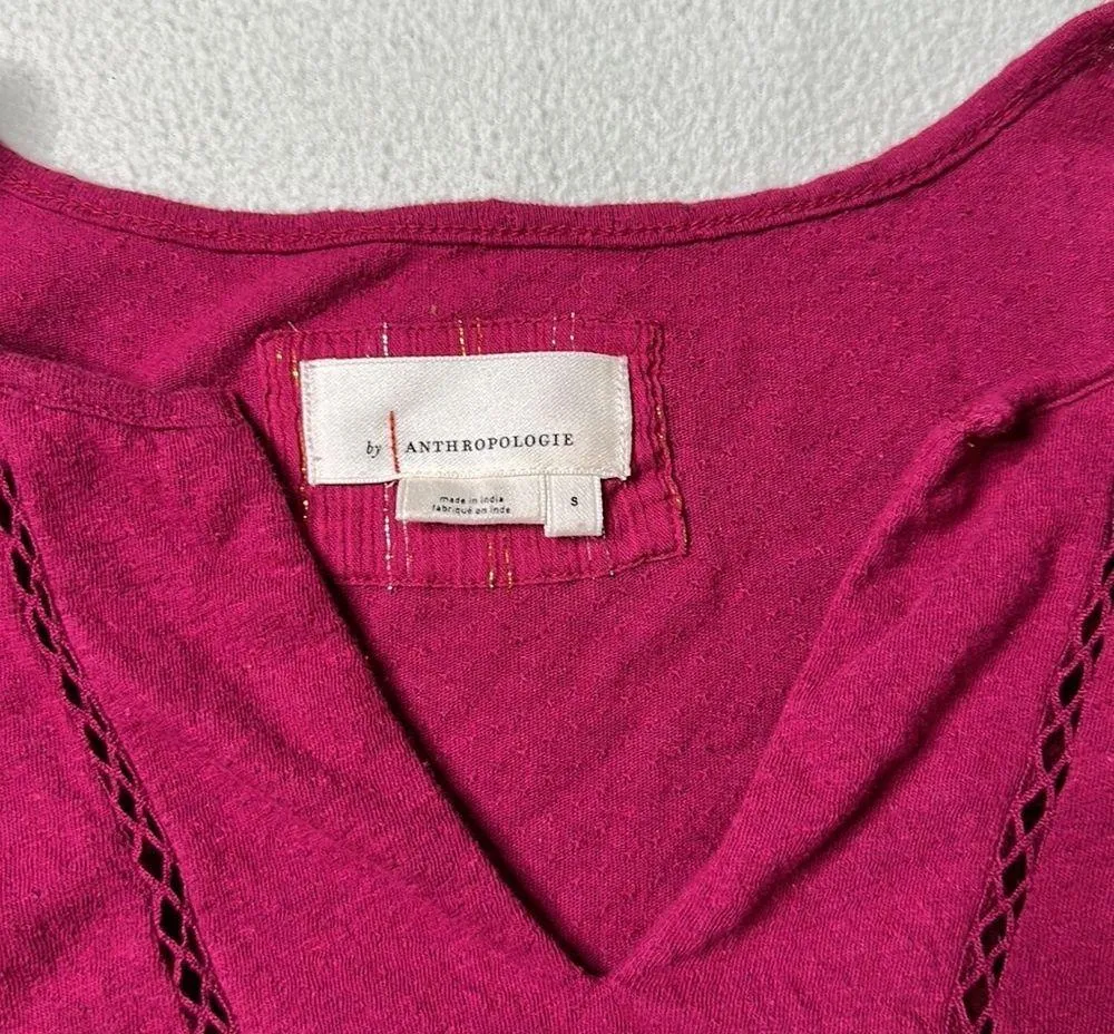 Anthropologie Caroline Ruffled Babydoll Top Raspberry - Image 5