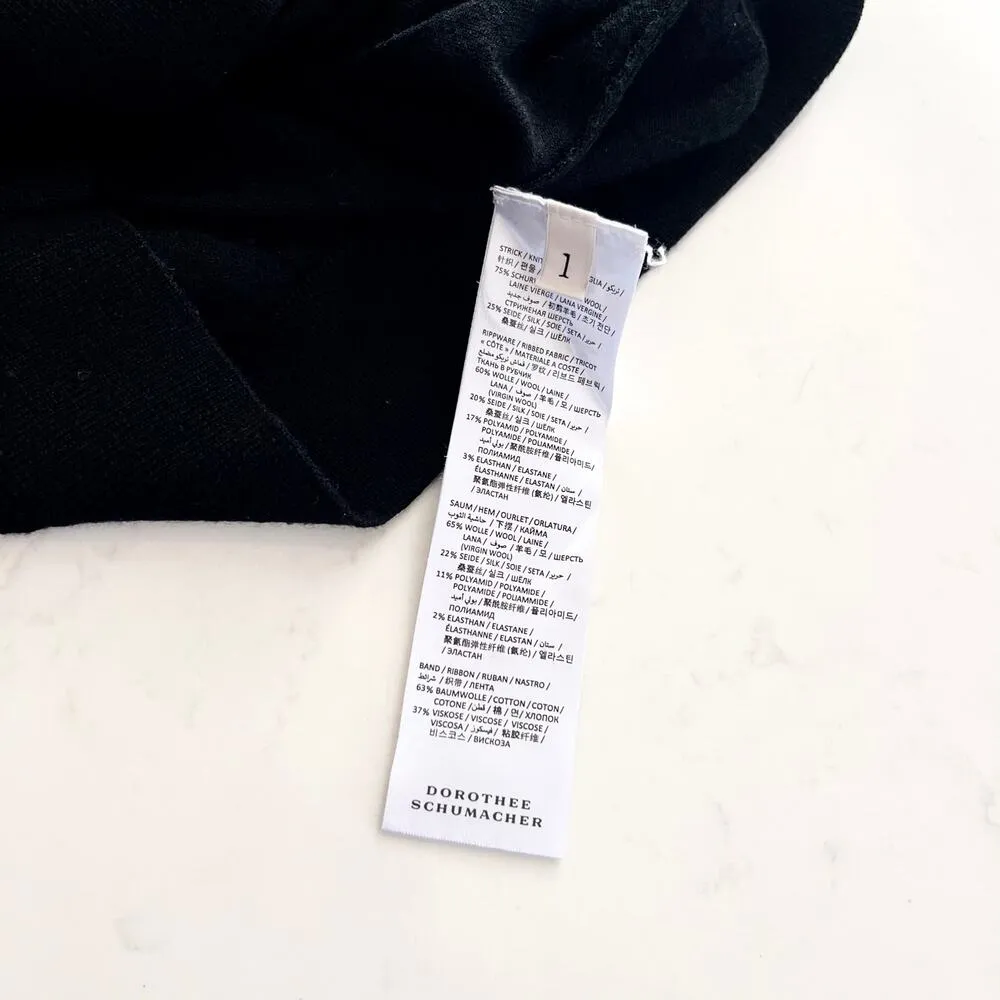 Dorothee Schumacher Black Contrast Flutter Short Sleeve Crewneck Sweater Size 1 - Image 9