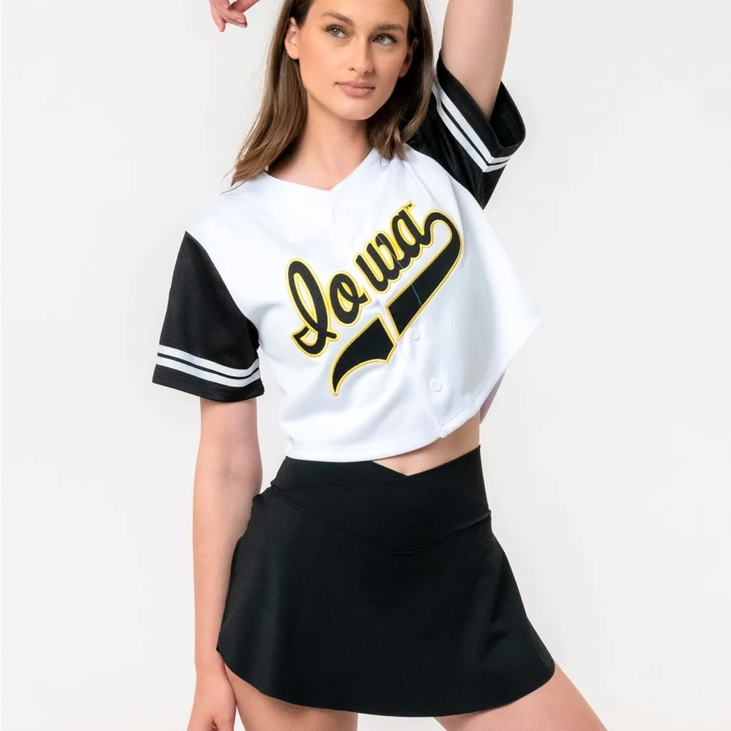 Established Co University Of Iowa Cropped Baseball Crop Jersey Size Small White - Image 2