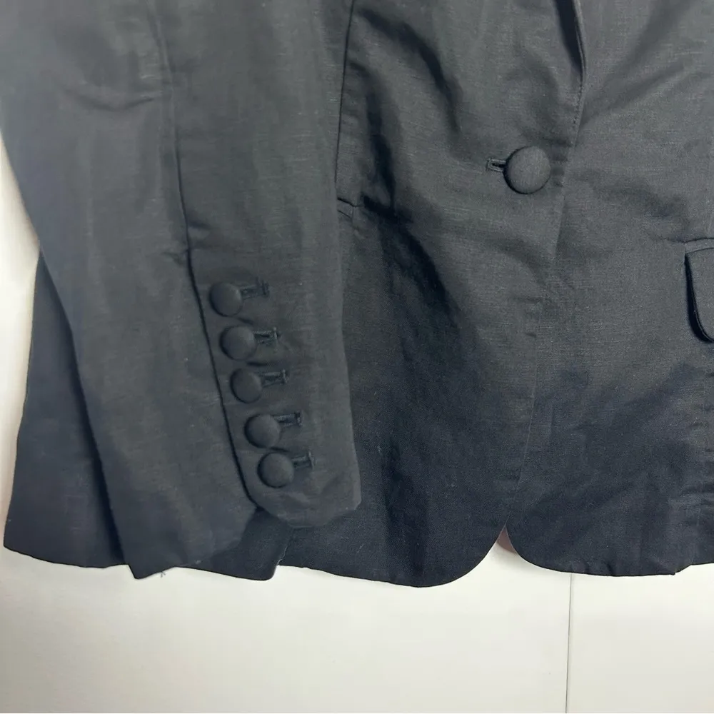 Frame One Button Pleated Linen Blazer in Black - Image 6