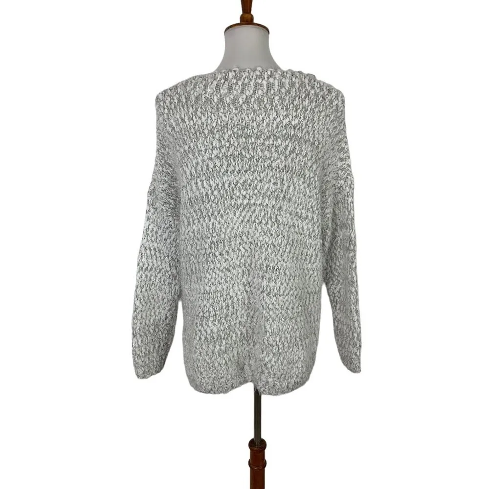 Altard State Sweater Medium Large Gray Chunky Knit V Neck Slouchy Cozy Fit - Image 3