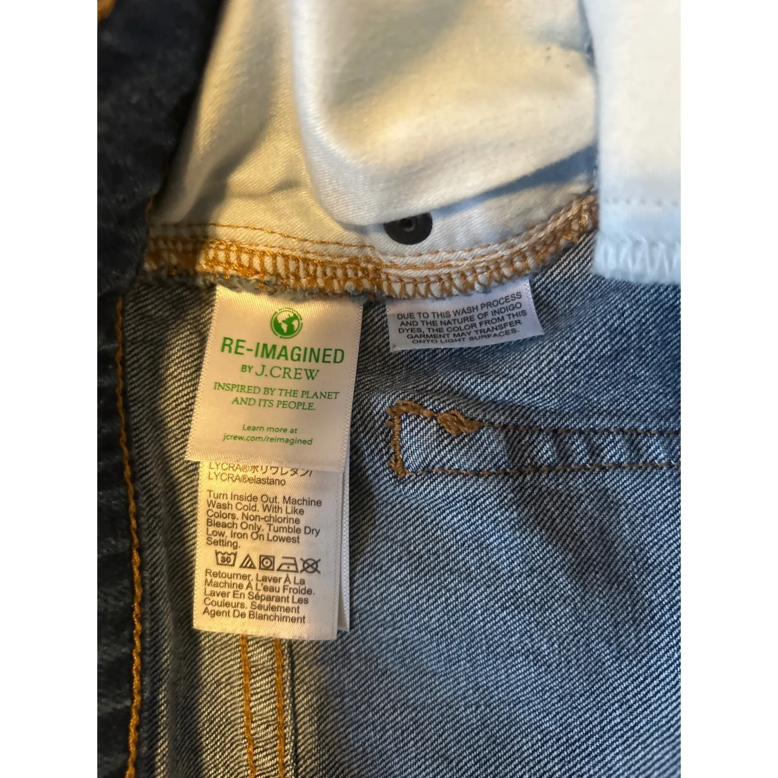 J Crew Mid Rise Flare Crop Jeans Blue Denim Distressed Size 28 - Image 5