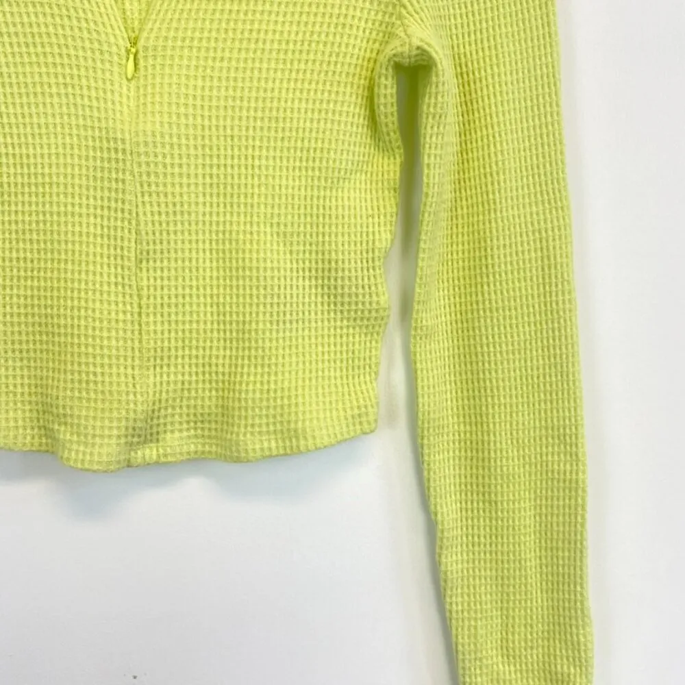 BDG Neon Waffle Knit Quarter Zip Crop Top - Image 6