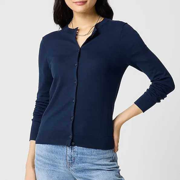 NWT J Crew Factory Classic Cotton Cardigan Sweater Navy Size 3X Button Front Blue - Image 2