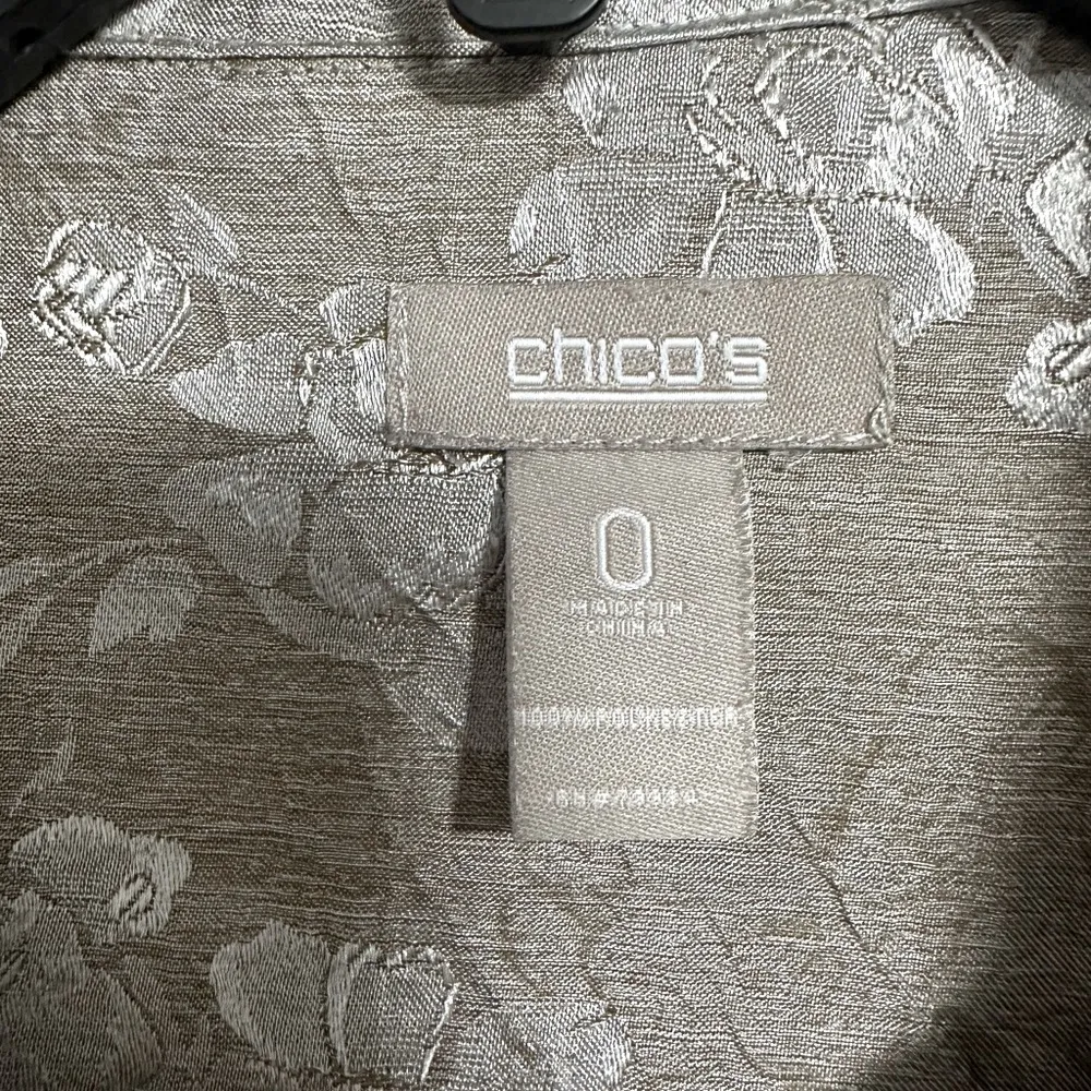 Chicos champagne silver jacquard shirt /jacket 0 - Image 3