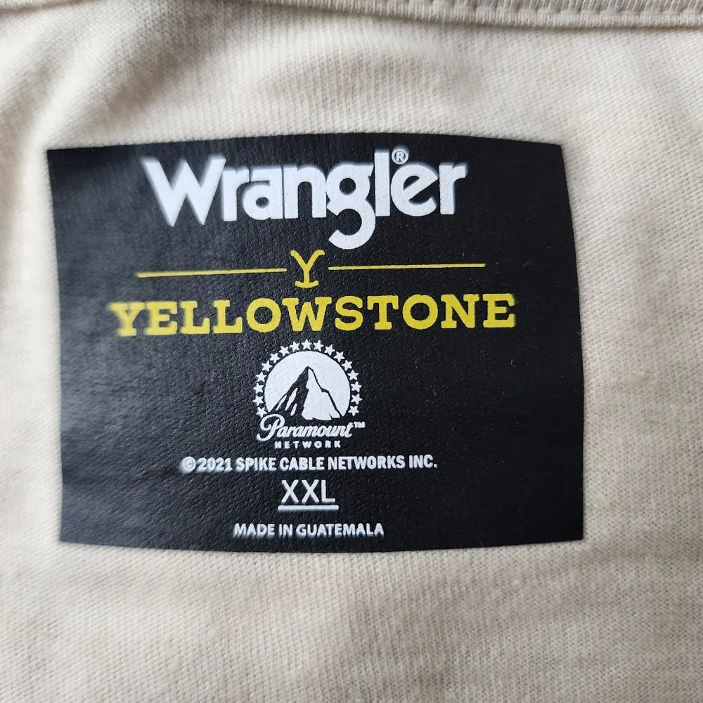 Wrangler Crop Top Long Sleeve Yellowstone Graphics Cream Tee T-shirt XXL - Image 2