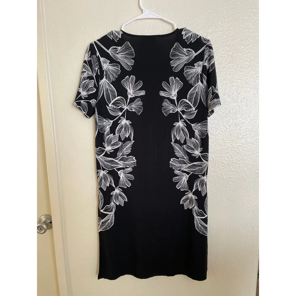 Calvin Klein Women’s long top short sleeves flower print Asian Ao Dai size S - Image 2