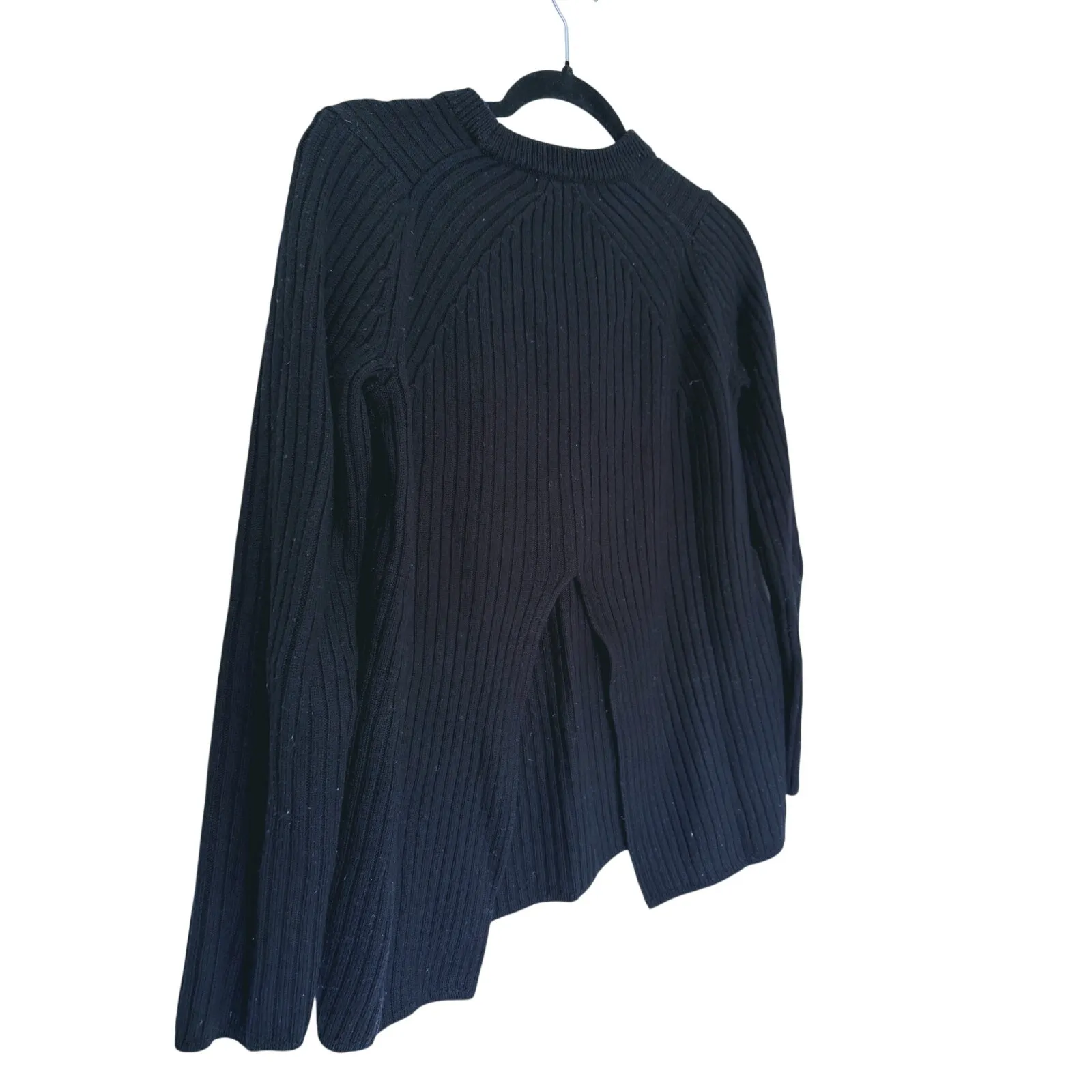 Rag & Bone Ribbed Open Back Wool Sweater Small Black Minimalist Quiet Luxury - Image 8