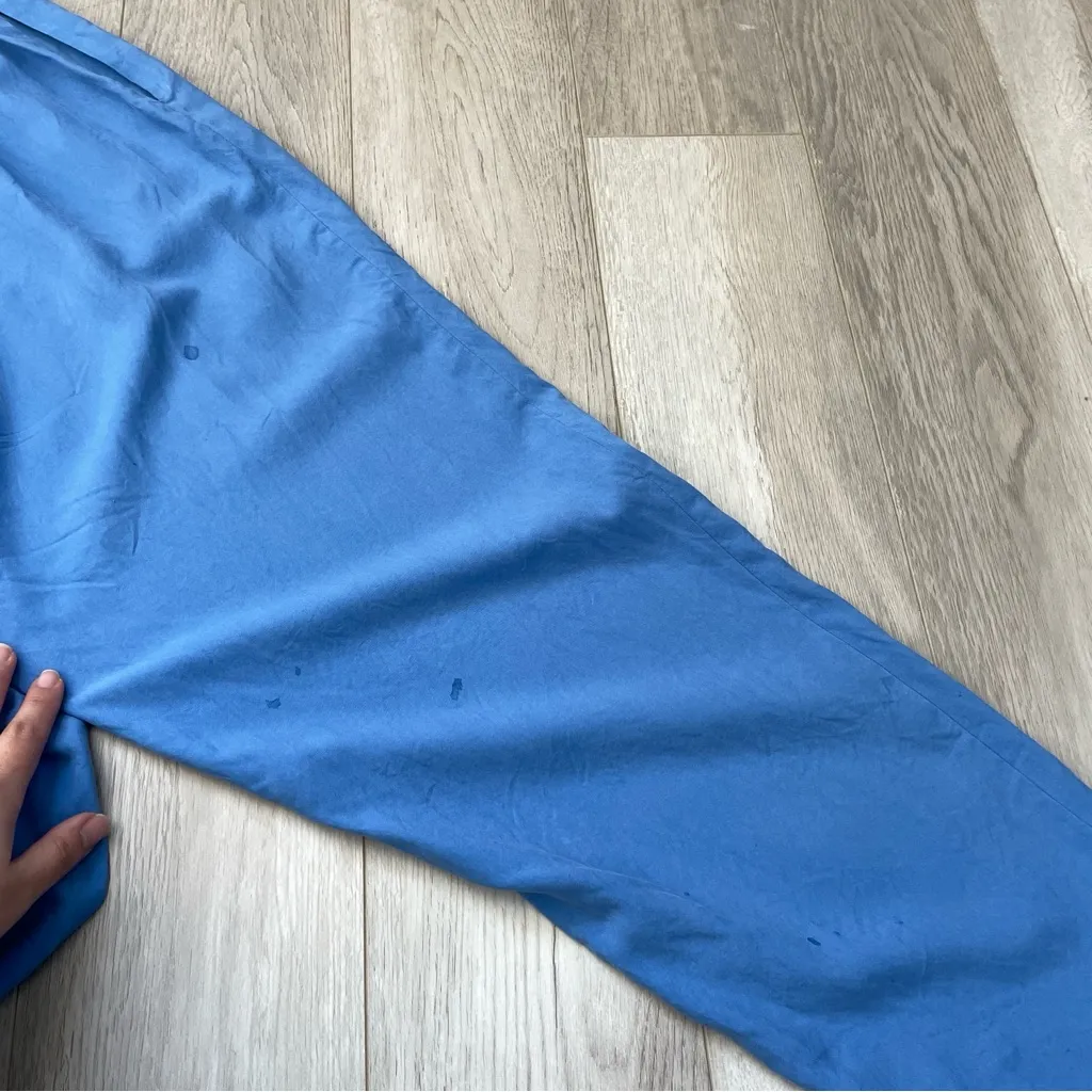 Vintage Silk Pants pleated straight leg dress womens Blue (medium petite) bright - Image 9