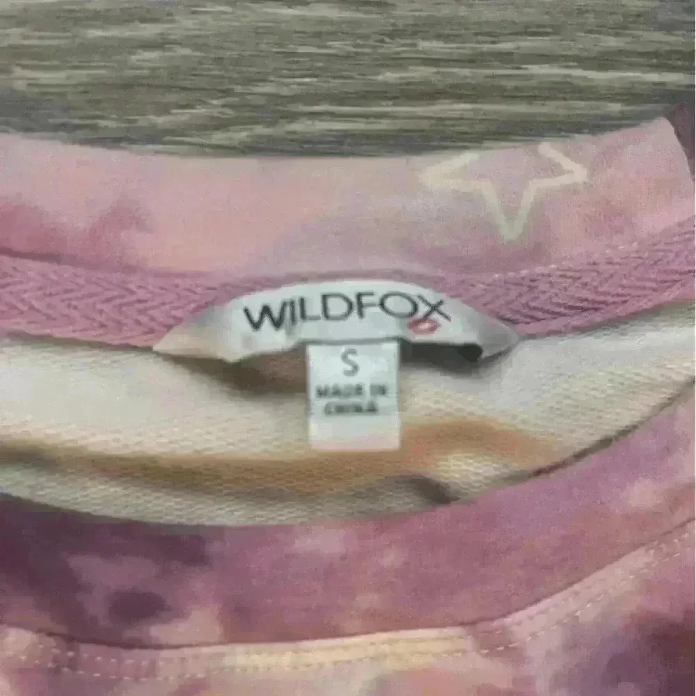 Wildfox Purple and White Tie Dye Crew Neck Sweatshirt with Stars Size S - Image 3