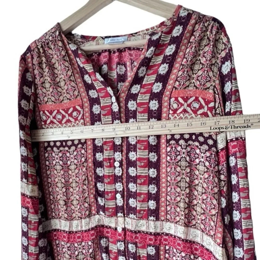 Women’s VANHEUSEN blouse boho print Luna Badyboll style floral long sleeve S. - Image 6