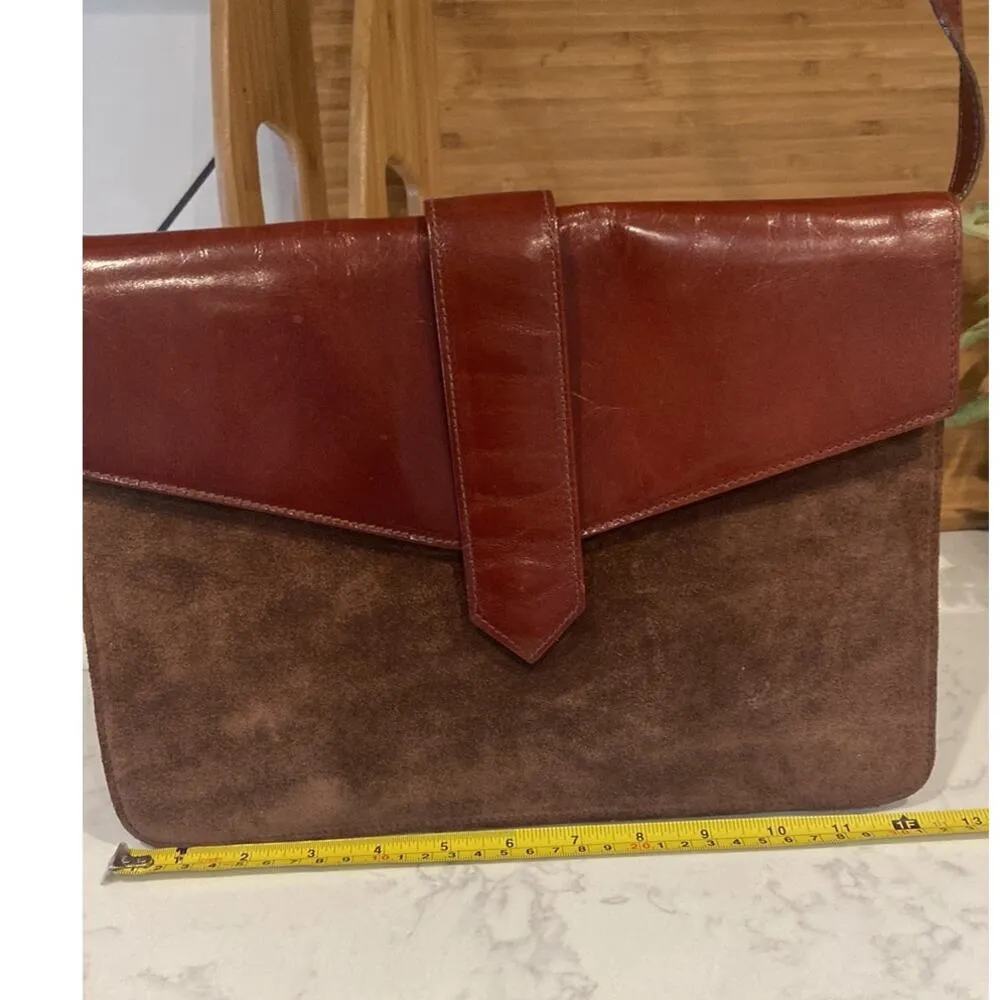 Vintage Nordstrom suede leather shoulder bag clutch classy western chic Brown - Image 8