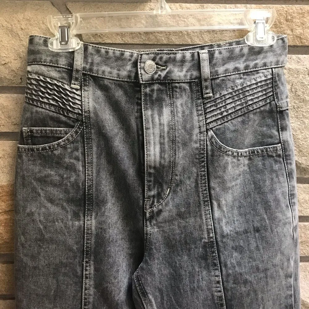 Isabel Marant Etoile Pantalon Hominy Gray High Waist Acid Stone Wash Jeans 38 4 - Image 9