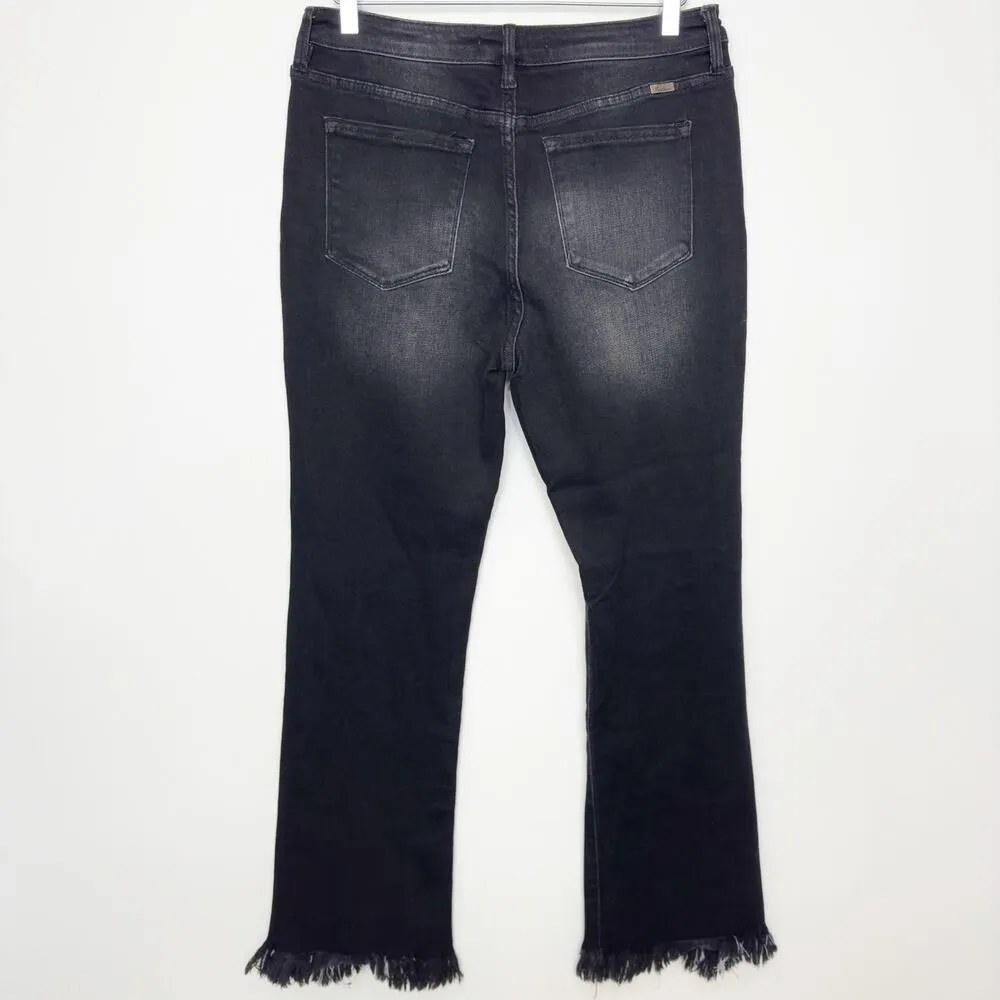 KanCan Maurices High Rise Black Wash Frayed Hem Bootcut Jean 30 - Image 3