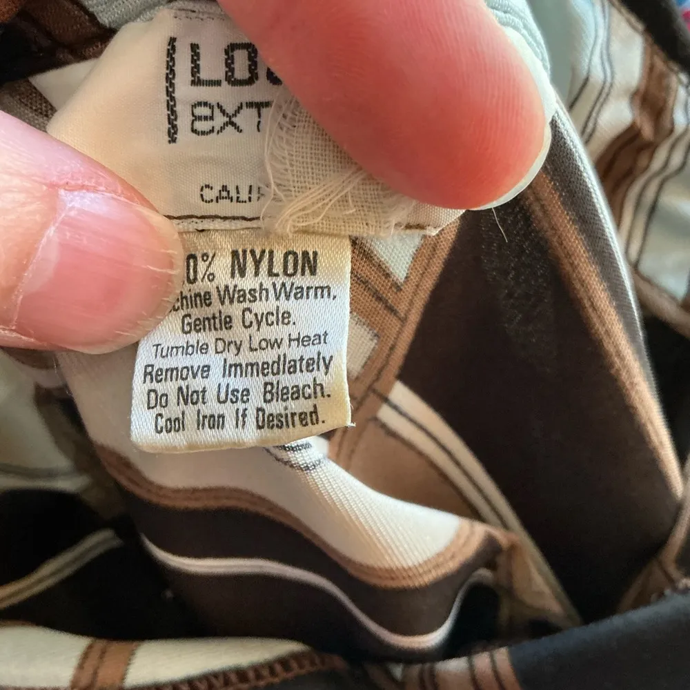 Vintage 70s diagonal stripes disco shirt Brown - Image 4