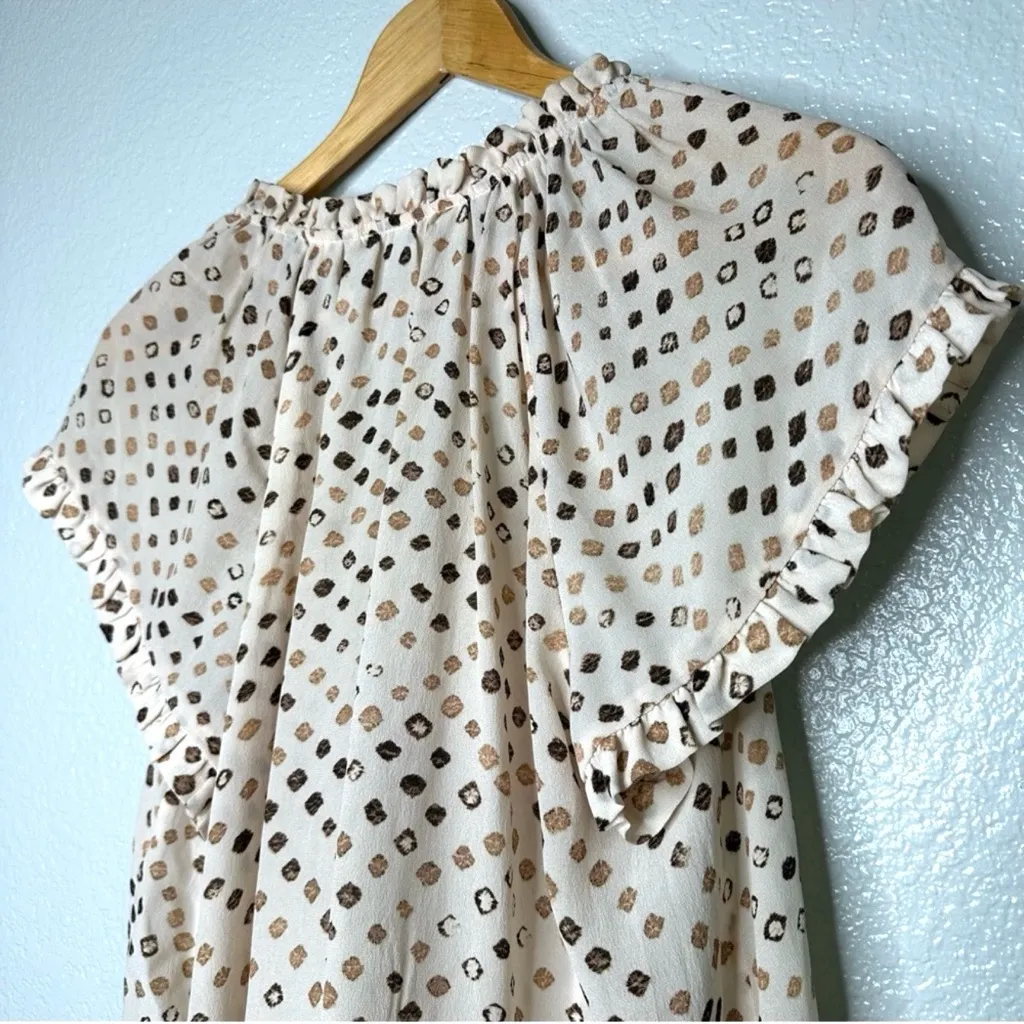 ULLA JOHNSON Women's 2 Djuna Top Safari 100% Silk Short Sleeve Cream Ivory - Image 4