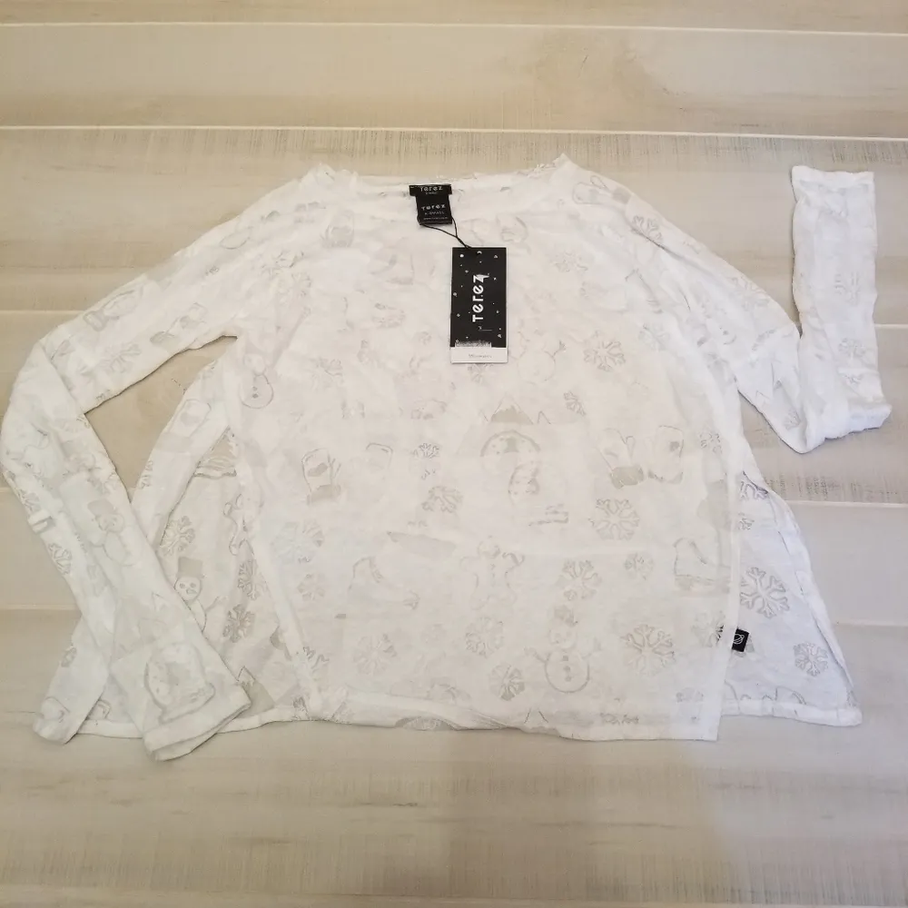 {XS} Terez Winter Sheer Burnout Long Sleeve Tee - Image 2