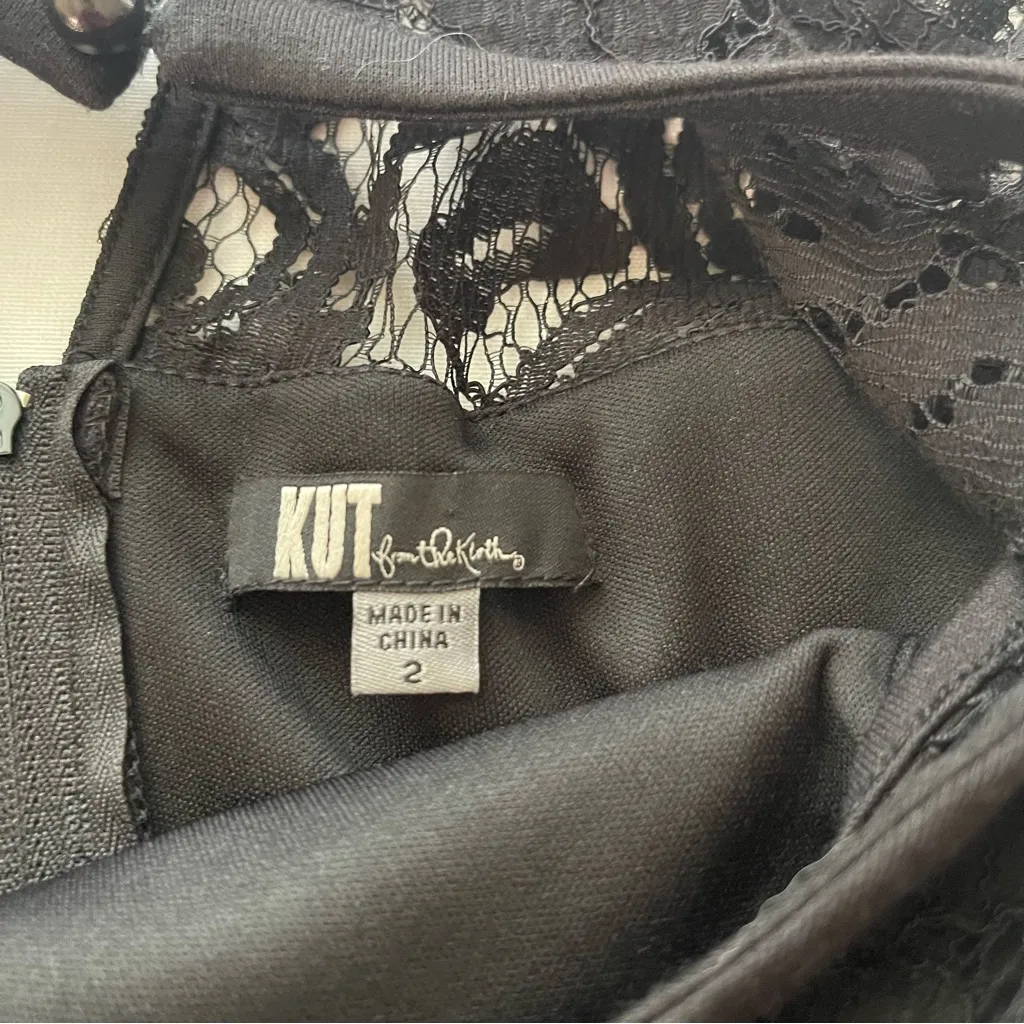 Kut from the Kloth Black Lace Detail Midi Dress Size 2 - Image 7